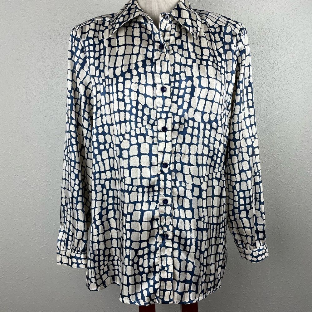 Vintage Da-Rue of California Button Down Blouse Top Size 8 EUC